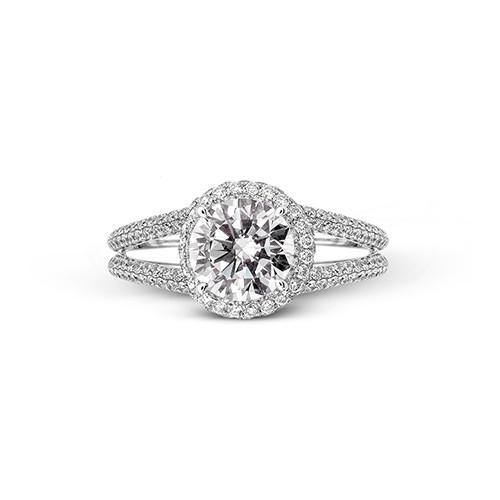 Simon G. 18k White Gold Diamond Split Shank Engagement Ring - 5thavenuedesigns