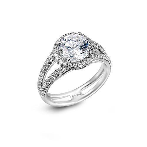 Simon G. 18k White Gold Diamond Split Shank Engagement Ring - 5thavenuedesigns