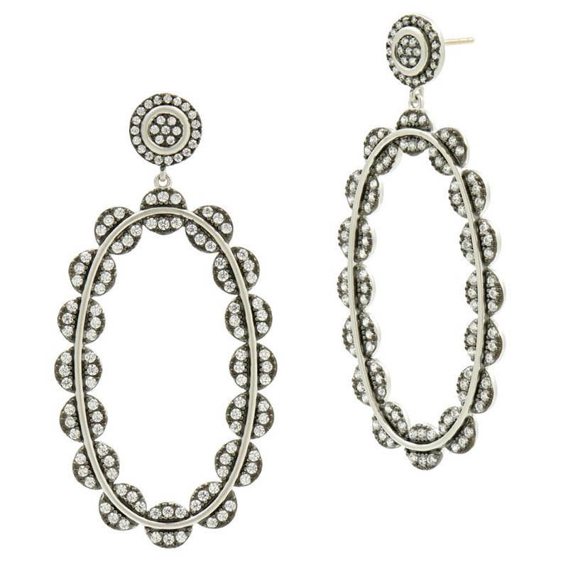 Freida Rothman Platinum Rhodium Plated Sterling Silver Earrings - PRZE020312B-14K - 5thavenuedesigns