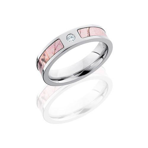 Lashbrook Cobalt Chrome With Pink Realtree Camo Inlay And Diamond Wedding Band - 5thavenuedesigns