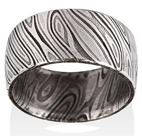 Triple white Damascus Ring – Oxidized - 5thavenuedesigns