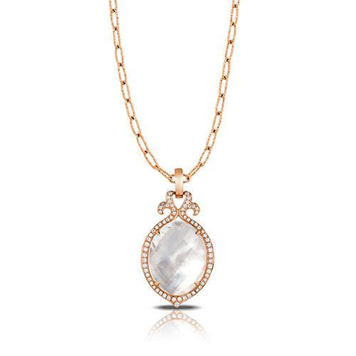 14K Rose Gold Doves Pendant - 5thavenuedesigns