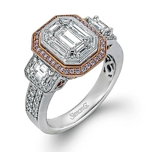 Simon G. 18k Two Tone Gold Diamond Engagement Ring - 5thavenuedesigns