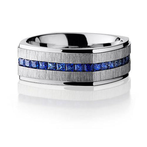 Lashbrook Cobalt Chrome And Sapphire Eternity Wedding Band - 5thavenuedesigns