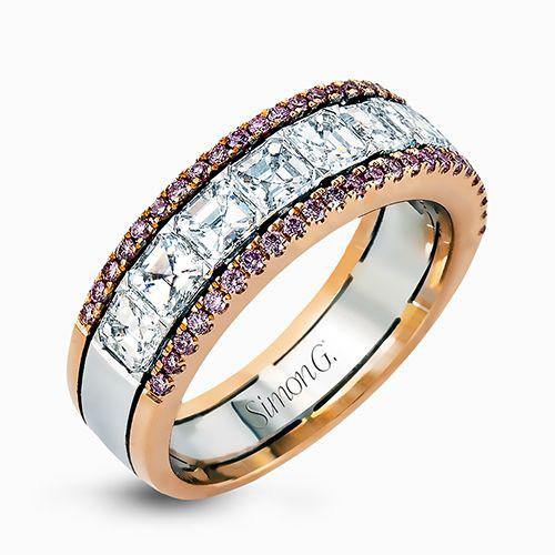 Simon G. 18k Two-Tone Gold Diamond Wedding Band - 5thavenuedesigns