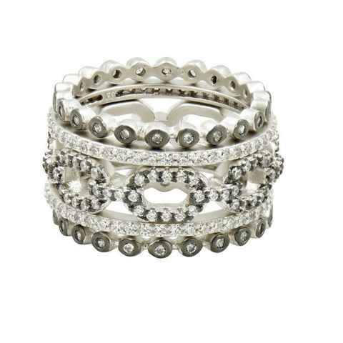 Freida Rothman Platinum Rhodium Plated Sterling Silver Stackable Rings - IFPKZR07-7 - 5thavenuedesigns
