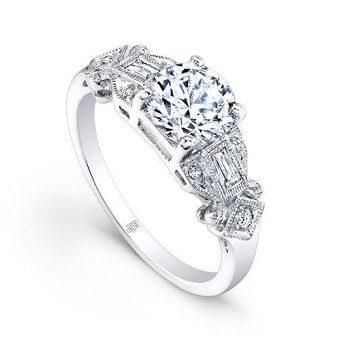 Beverley K 14k White Gold 0.12ct Diamond Semi-Mount Engagement Ring - 5thavenuedesigns