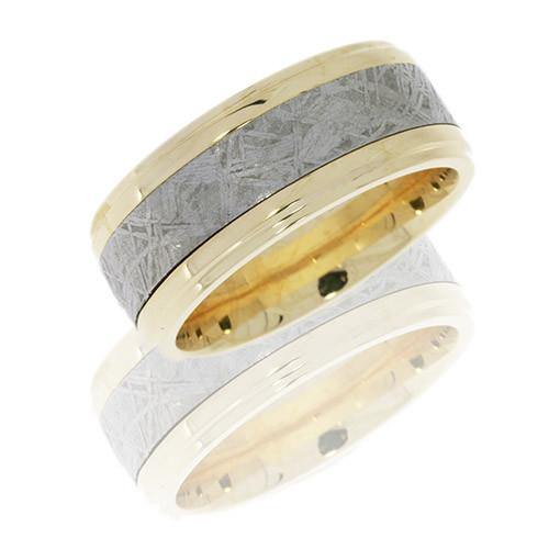Lashbrook 14k White Gold With Meteorite Inlay Wedding Band - 5thavenuedesigns