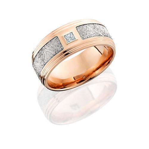 Lashbrook 14k Rose Gold Diamond And Meteorite Inlay Wedding Band - 5thavenuedesigns