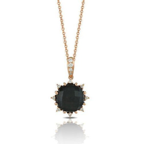 18K Rose Gold Doves Diamond & Hematite Necklace - 5thavenuedesigns