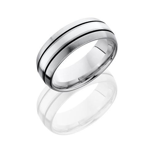 Lashbrook Titanium Sterling Silver Domed Antique Edge Men's Wedding Band - 5thavenuedesigns
