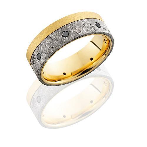 Lashbrook 18k Yellow Gold, Meteorite And Black Diamond Wedding Band - 5thavenuedesigns