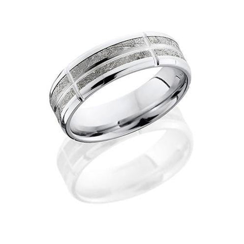 Lashbrook 14k White Gold With Meteorite Segments Wedding Band - 5thavenuedesigns