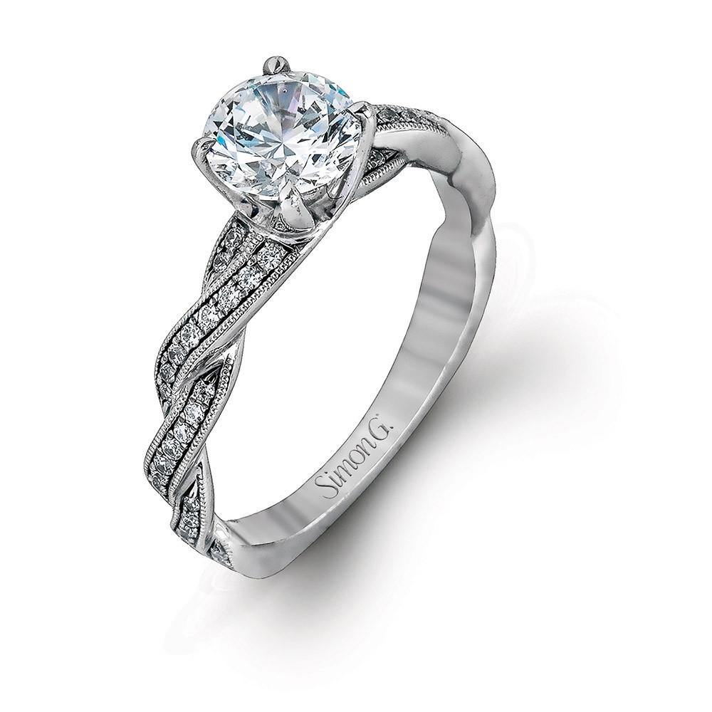 18k Gold Simon G. 18k White Gold Diamond Engagement Ring - 5thavenuedesigns
