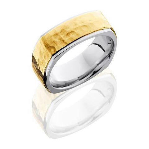Lashbrook 14k Two Tone Gold Hammered Square Wedding Band - 5thavenuedesigns