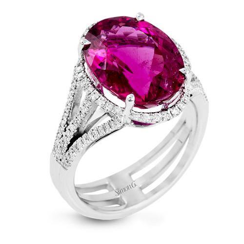 Simon G. 18k White Gold Diamond & Rubellite Ring - 5thavenuedesigns