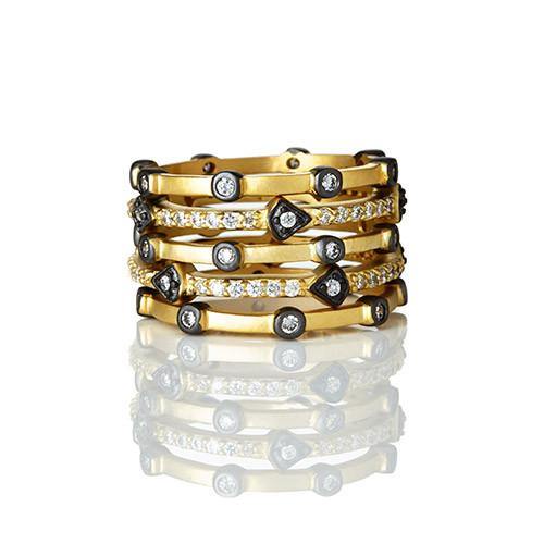 Freida Rothman Mixed Stackable Set Of 5 Rings - YRZR0989B - 5thavenuedesigns