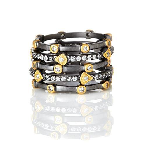 Freida Rothman Mixed Stackable Set Of 5 Rings - YRZR0989B - 5thavenuedesigns