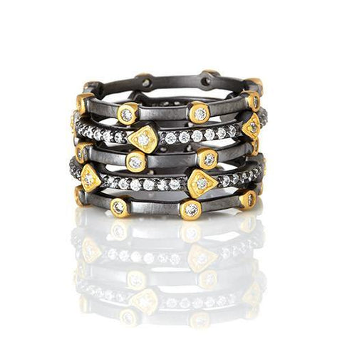 Freida Rothman Mixed Stackable Set Of 5 Rings - YRZR0989B - 5thavenuedesigns