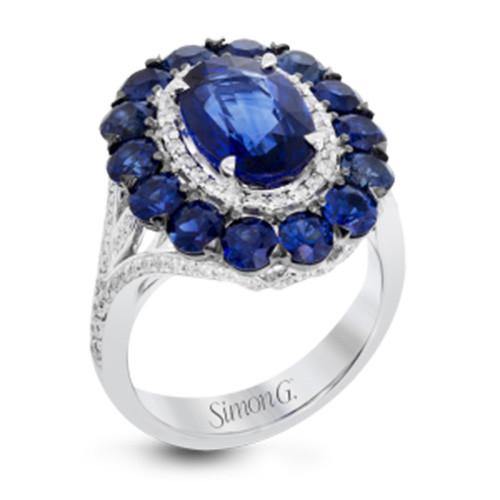 Simon G. 18k White Gold Diamond And Sapphire Ring - 5thavenuedesigns