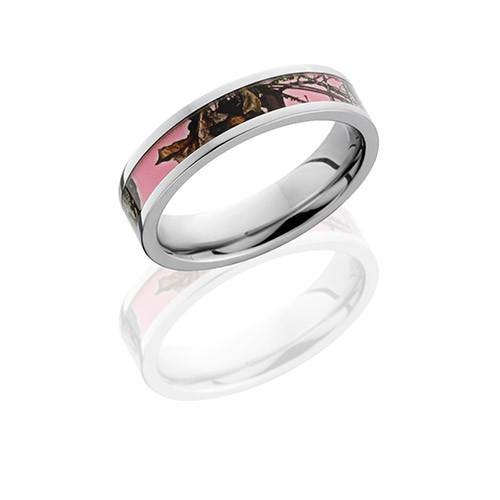 Lashbrook Cobalt Chrome With Kings Mossy Oak Pink Break Up Inlay Wedding Band - 5thavenuedesigns