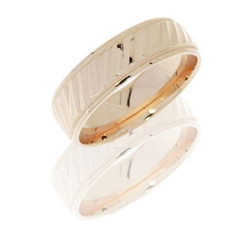 Lashbrook 14K Yellow Gold Striped Pattern With Milgrain Wedding Band - 5thavenuedesigns